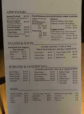 Pelicans Roost Chowder House menu 1